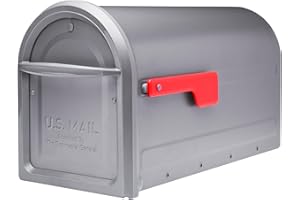 Architectural Mailboxes Mapleton™ Heavy Duty Steel Metal Post Mounted Mail Box for Outside, Graphite, Large Curbside Mailbox with Magnetic Latch