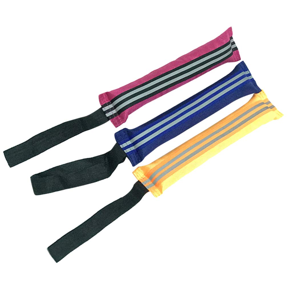 POPETPOP 3pcs Dog Bite Tug Toys with Handle and Reflective Stripes Tear Resistant Dog Chew Toy Interactive Training Toy for Pet Dog Mixed Color