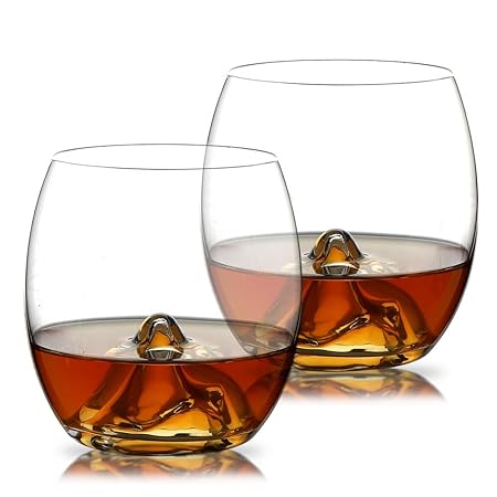 WOQO Gin Gläser, 2er Set 400ml Whiskey Gläser, Kristallgläser Tumbler Durch Starkes Glas, Whisky gläser in Geschenk Box
