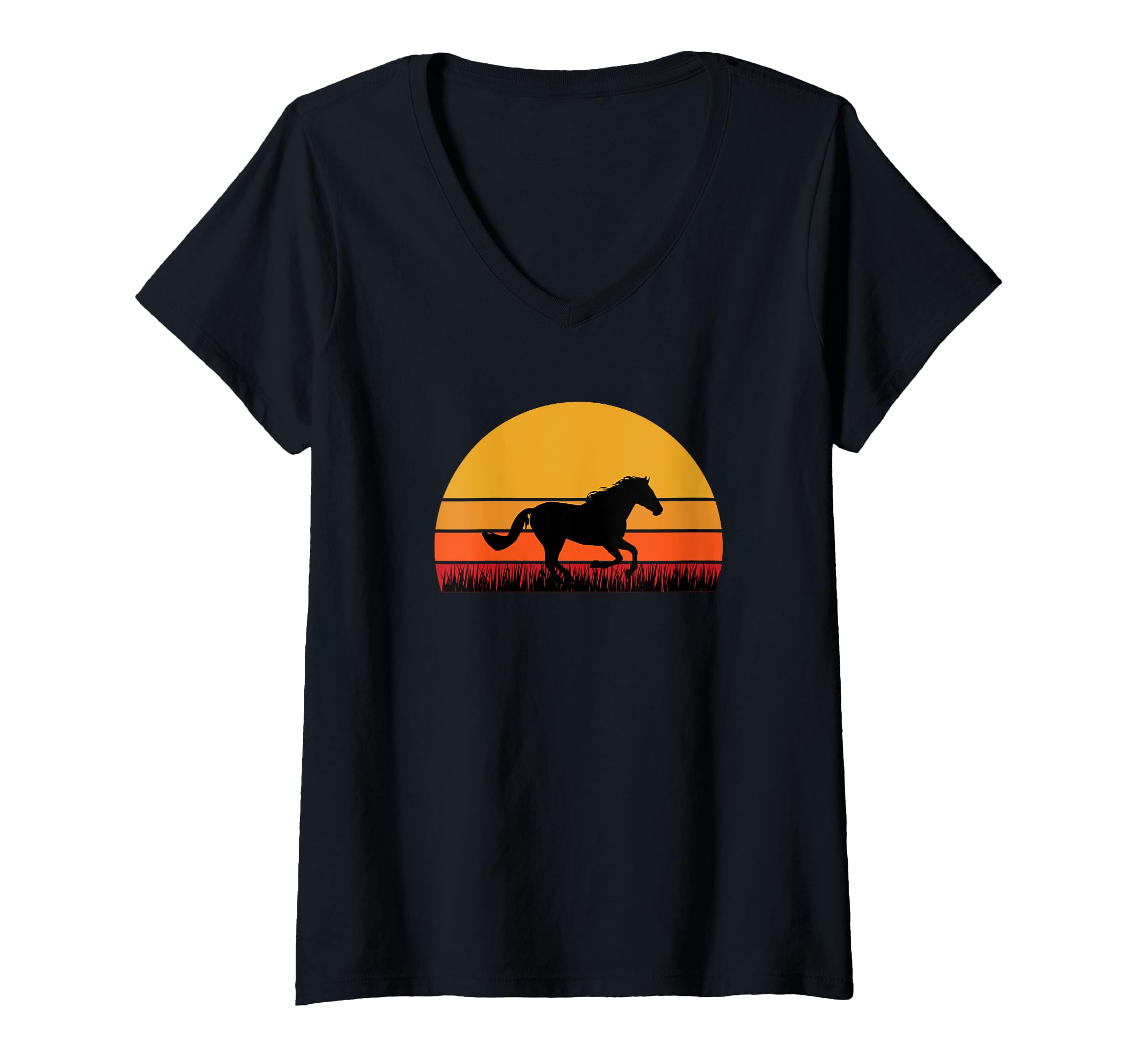 Womens Horse Equestrian Equine Dressage Farm Farmer Horses V-Neck T-Shirt