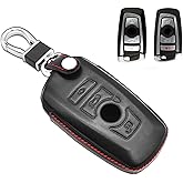 MECHCOS Compatible with BMW X1 X3 X4 X5 X6 3 5 7 Series M1 M2 M3 F05 F10 F20 F30 335 328 535 650 740 Key Fob Cover Leather Keyless Entry Remote Control Smart Jacket Case Protector Shell
