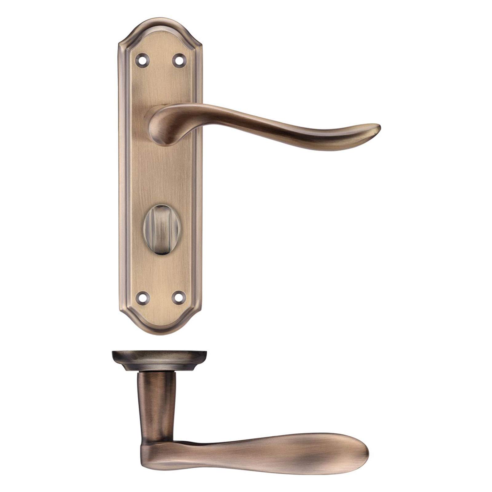 Project Lincoln Lever on Bathroom Backplate - 180mm x 48mm - Florentine Bronze