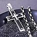 Mecoo Mens Cross Necklace 316L Stainless Steel Silver Black Crucifix Pendant with 22inch Byzantine Chain