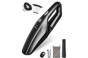 TEMOLA Car Vacuum Cleaner, Portable Handheld Vacuum Cordless Rechargeable with HEPA Filter, Mini Hand Held Car Interior Vacuum Cleaning Accessories Detailing Kit Essentials for Women Men