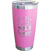 RV Camping Gifts 20oz Coffee Tumbler (Pink), Coffee Mug for Mom, 20 oz Travel Mug, Camping Mug