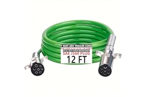 ZIYOSENLU 7 Way Straight Trailer Cord 12FT Heavy Duty Electric Cord -85°F Cold Resistant Soft Flexible ABS Power Cable for Semi Truck Trailers True 4/12+2/10+1/8 AWG (12FT Straight Wire)