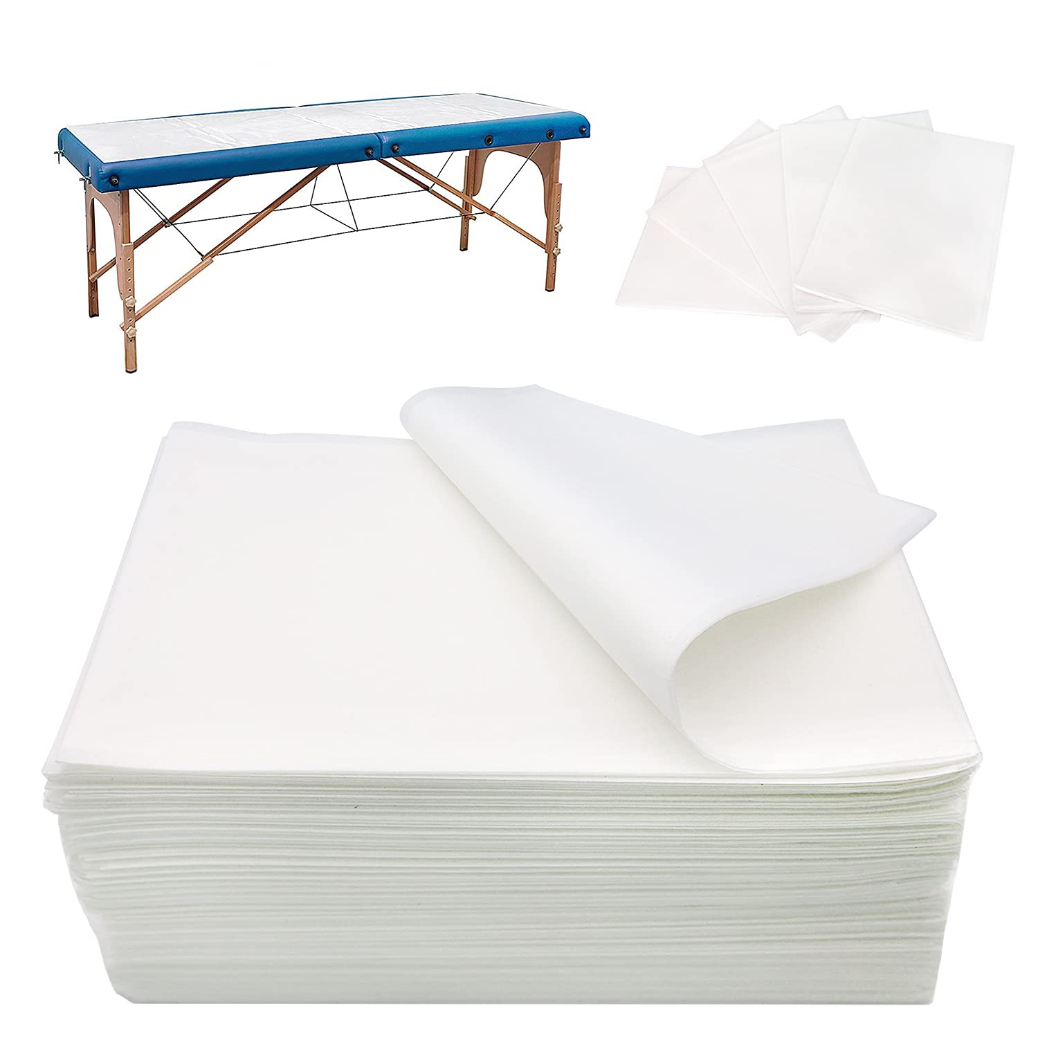 Xiaozhifu Disposable Bed Sheet, 60 PCS Disposable Massage Table Sheets, Large Spa Bed Cover Breathable Non Woven Fabric, 31" X 71" White : Beauty