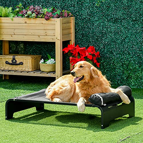 PawHut Elevated Dog Bed w/ Removable Pillow, Raised Pet Bed w/ Steel Frame & Breathable Mesh