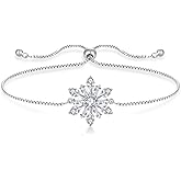 STARCHENIE Snowflake Bracelet 925 Sterling Silver Birthstone Snowflake Bracelets Jewelry Gift for Women with Adjustable Chain