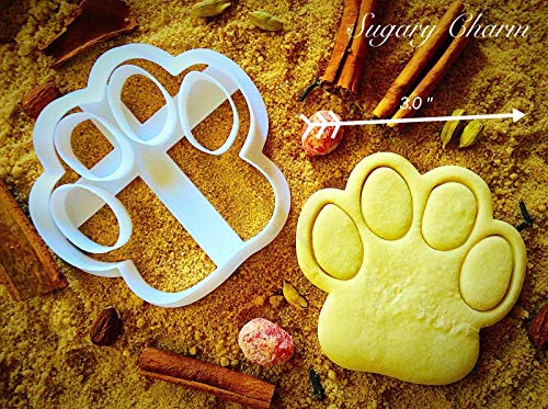 Dog Paw Cookie Cutter - Small Puppy Treat by Sugary Charm - Mini 3d Shaped Pawprint Cutters for Biscuits - Kitchen Shapes for Bulldog Lovers - Doggie Cookies Print Gift