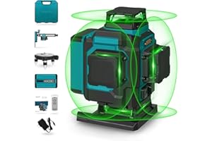 Takamine 16 Lines Green Laser Level Pro, 4x360° 4D Green Cross Line Professional for Construction, Two 360° Vertical and Two 360° Horizontal Laser Level Pulse Mode and Remote Controller