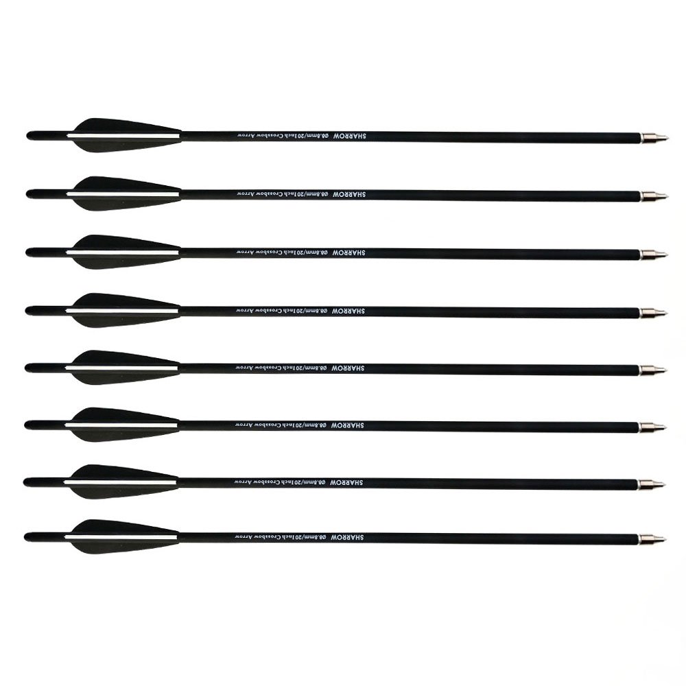 SHARROW Crossbow Bolts 20" Carbon Arrows with 125 Grain Replacement Broadhead 18" 22" Crossbow Arrows for Archery Hunting (Black, 20")