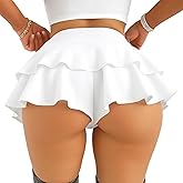 Women Sexy Booty Shorts Ruffle Rave Cheeky Skorts,Rave Outfits for Women