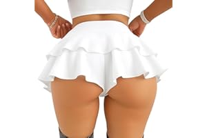 Women Sexy Booty Shorts Ruffle Rave Cheeky Skorts,Rave Outfits for Women