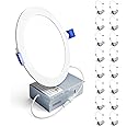 Ensenior 16 Pack 6 Inch LED Recessed Ceiling Light, Dimmable, 5000K Daylight, 1050LM 12W 120V, High Brightness Canless Wafer Downlight - ETL&FCC&IC