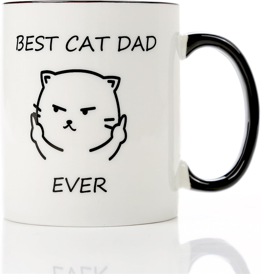 Amazon Com Cat Lover Gifts For Men Best Cat Dad Ever 11 Oz Coffee Tea Cup Pet Owner Rescue Cat Dad Fathers Day Gift Ideas Kitchen Dining