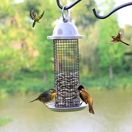 Mesh Metal Tube Hanging Bird Feeder For Cardinal Blue Jay And