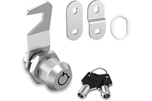 Hecfu 1 Pcs Tool Box Locks with Keys, Tubular Cam Lock 5/8" Keyed Alike, Hook Cam Toolbox Locks Secure Your Tool Box Mailbox Drawer Cabinet Lock, Silver, Zinc Alloy