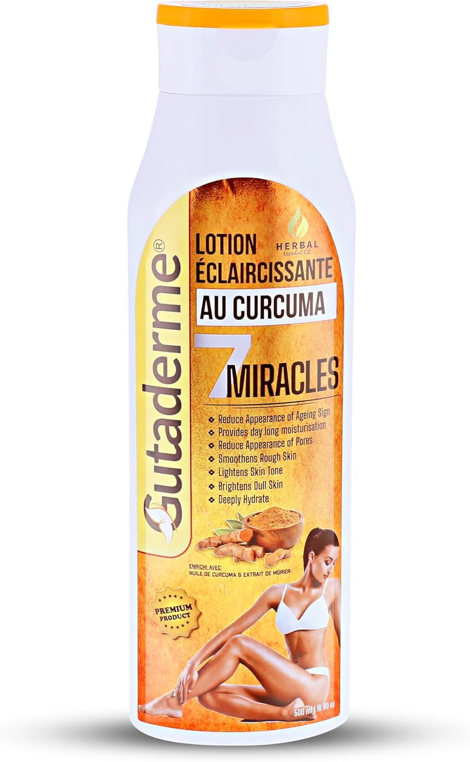 Turmeric Lightening Body Lotion Provides Skin Lighten, Brighten, Smoothen, Soft & Clean (Pack of 1, 500 ml)