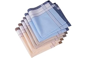 Men's Handkerchiefs,Classic design,100% Cotton Hankies,Pack of 6 (style 1)