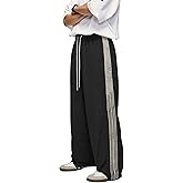 Aelfric Eden Striped Track Pants Men Parachute Pants Women Baggy Sweatpants Y2k Wide Leg Cargo Pants with Drawstring