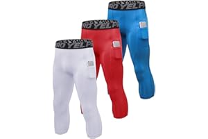 Yuerlian Men’s 3/4 Compression Pants Athletic Tights Sports Baselayer Running Workout Leggings with Pocket