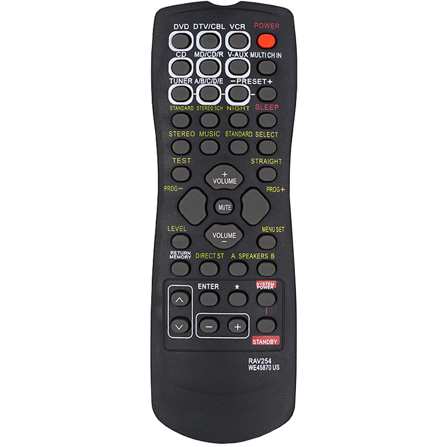 RAV254 WE45870US Remote Control Replacement for Yamaha AV Receiver RX-V350 RX-V359 RX-V390 RX-V373 RX-459 RX-V496 HTR-5240 HTR-5250 HTR-5630 HTR-5940