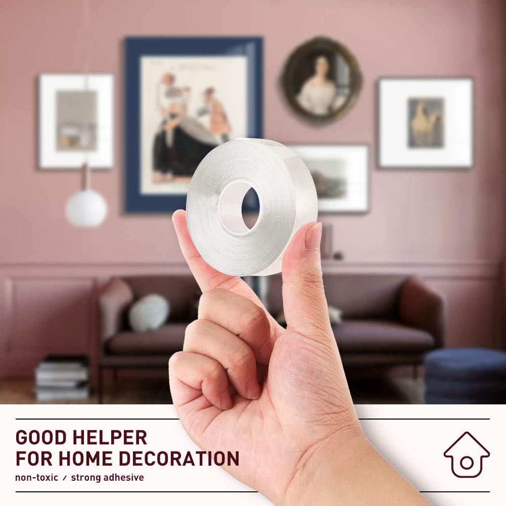 Double Sided Adhesive Tape – 1/2inch 10ft Removable Strong Adhesive Mounting Tape No Residue Transparent Tape for Fixing Carpets/Paste Items/Craft Wall Mounting, Household (Pack of 1 Roll): Industrial & Scientific