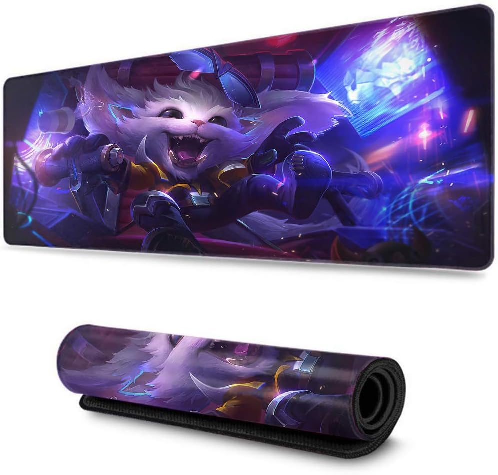 LOL Large Gaming Mouse Pad,Custom Design,Stitched Edges Anti Slip Rubber Base for League Legends(Super Galaxy Gnar)