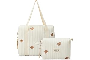 Paterr 2 Pcs Diaper Bag Tote for Women Multifunction Multisize Maternity Bag Quilted Cotton Cute Diaper Bag