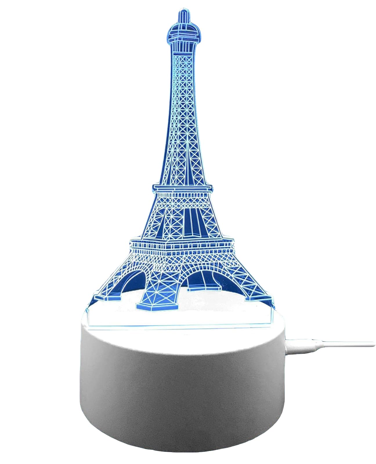 True Face 3D Optical Illusion Night Light, Touch LED Table Desk Lamp 7 Color Changing USB Charger Powered Touch Switch Desk Night Light for Kids Friends Gift Eiffel Tower