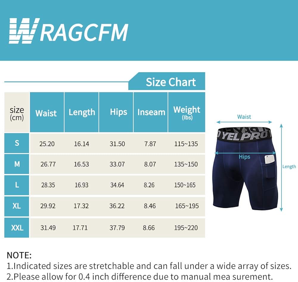 WRAGCFM Men's Athletic Compression Shorts with Pockets Spandex Running Workout Active Underwear: Clothing