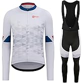 GCRFL Men's Cycling Clothing Set Cycling Jersey Long Sleeve Bicycle Shirt and Bib Pants Breathable Cycling Outfit 3D Padded