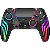 MINSWC For PS5 Controller Wireless, Compatible with PS5 Controller/Windows PC,/Android/iOS,with RGB Lighting Black