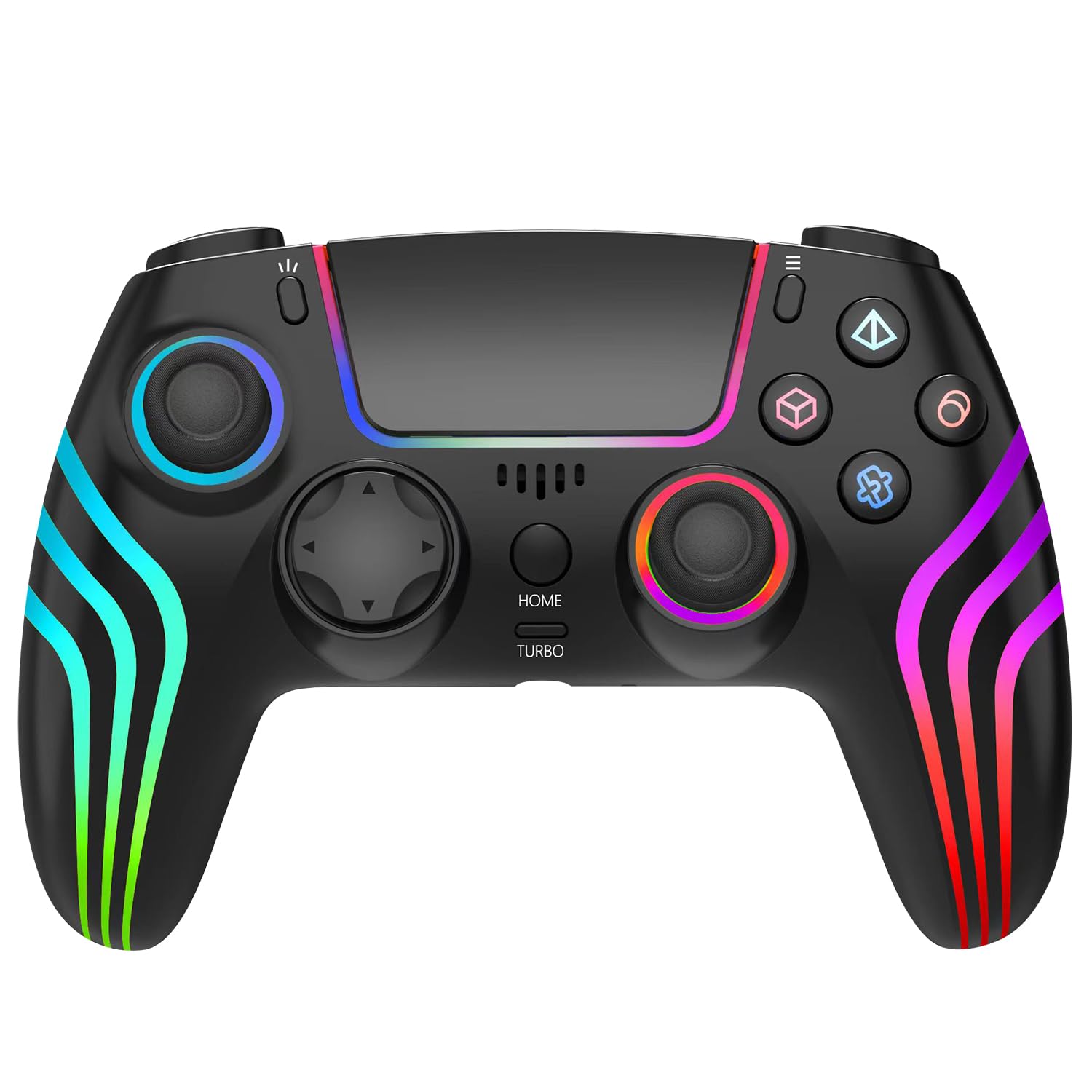MINSWC For PS5 Controller Wireless, Compatible with PS5 Controller/Windows PC,/Android/iOS,with RGB Lighting Black