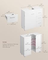 VASAGLE Vanity Unit 3 Drawers 2 Compartments 30 x 70 x 64 cm Cloud White view 3