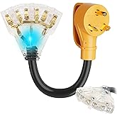 MECMO 30 Amp to 20 Amp 110V RV Distribution Adapter NEMA TT-30P Male to 3X 5-15R/5-20R, 30 Amp to Triple 15 Amp / 20 Amp 3-Pr