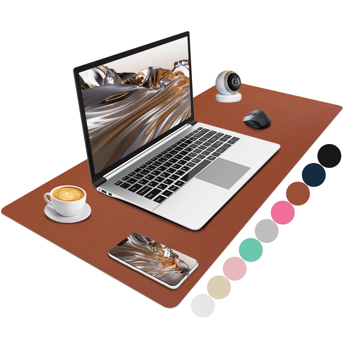 Niviy Large Leather Desk Mat, 80 * 40cm Protective Pad Cover for Office/Work/Home/Decor (Brown)