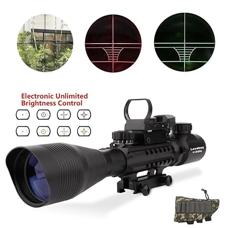 Lovebay C4-12x50 EG AR15 Taktische Gewehr zielfernrohre, luftgewehr zielfernrohr Dual Beleuchtet und Holographic 4 Reticles R