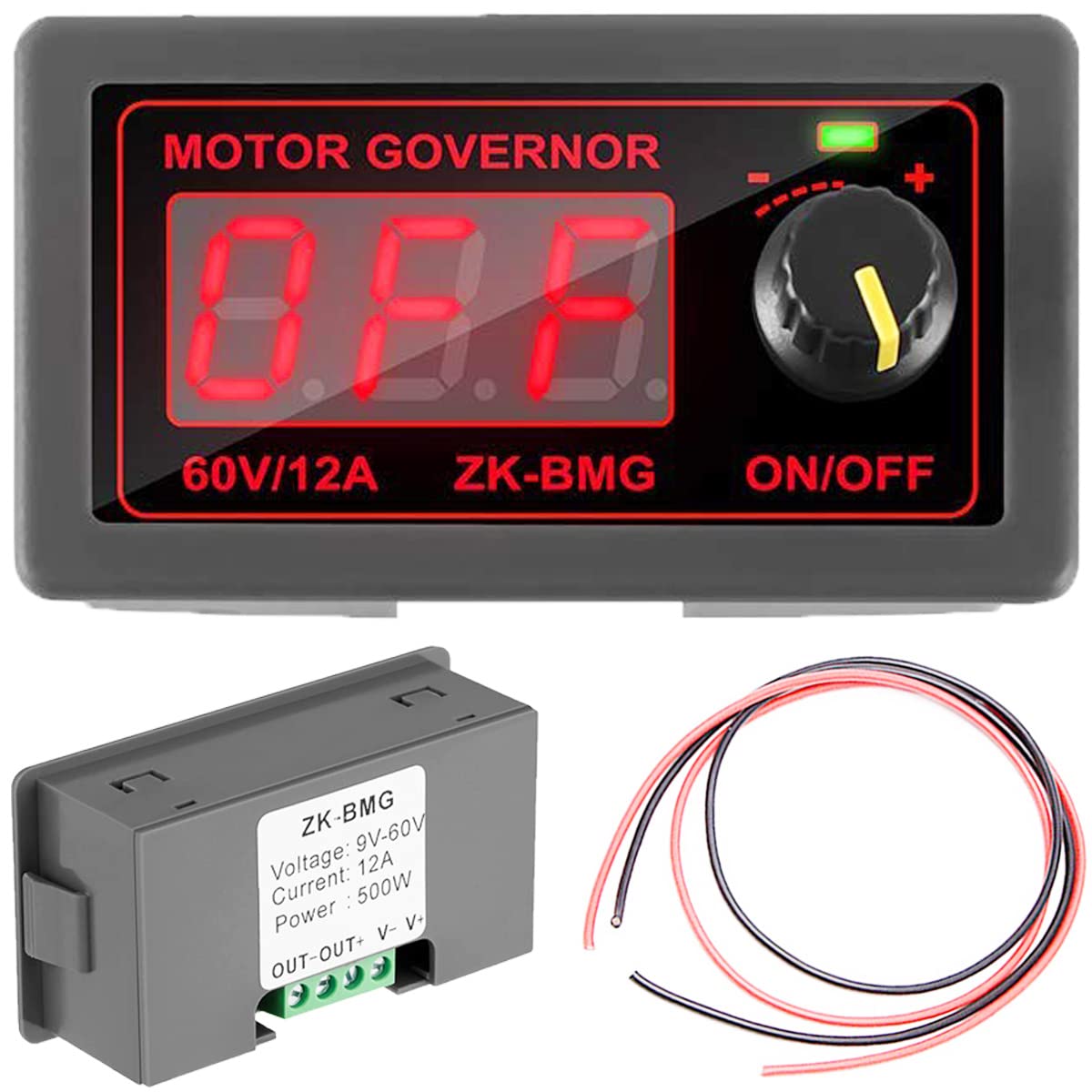 Youmile PWM Motor Speed Controller ZK-BMG DC 12V 24V 60V 500W Adjustable ignal Generator Driver Module with Stepless Switch red and black cable