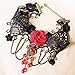 LEFINIS Red Flower Rose Beads Popular Girl Gothic Black Lace Collar Choker Necklace Bracelet