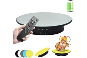 QINMAY 360 Degree Rotating Display Stand,360 Degree Photography Turntable with Remote Control,5 PVC Backgrounds,Battery/USB Power Supply for Photography Product Shows