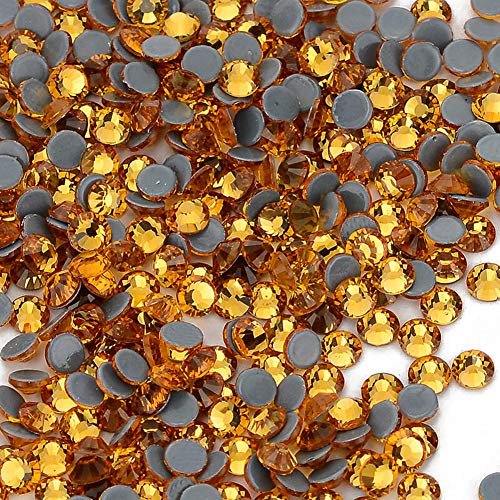 Dowarm 1440 Pieces Hotfix Crystal Rhinestones for Clothes Crafts, Hot Fix Glue on Flatback Crystals, Iron on Crystal Rhinestone (Topaz, SS10)