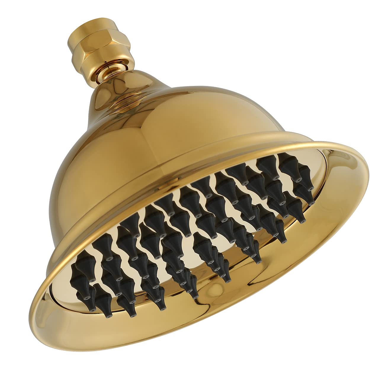 Wussh Traditional Round High Pressure 6 Inch Rainfall Shower Head Brass Victorian Style Showerhead in Polished Gold