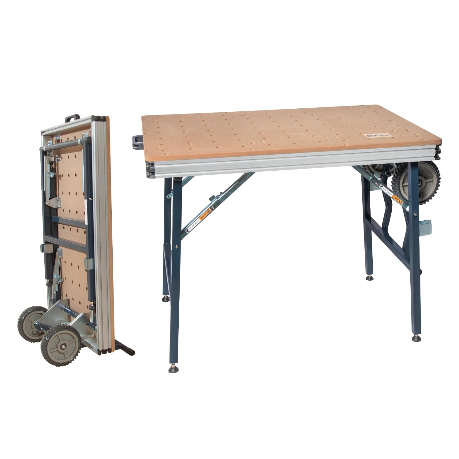 Photo 1 of POWERTEC Multi-Functional Project Table with Wheels | Workbench with 3/4" Bench Dog Hole Pattern for Sanding, Cutting, and Woodworking Projects (MT4012)