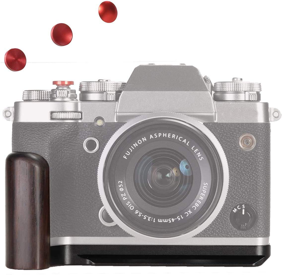 WEPOTO XT3 Handgrip L-Shape Grip with Quick Release Plate for Arca,Wood Side Handle,Compatible with Fujifilm X-T3 Camera -GP-XT3-B