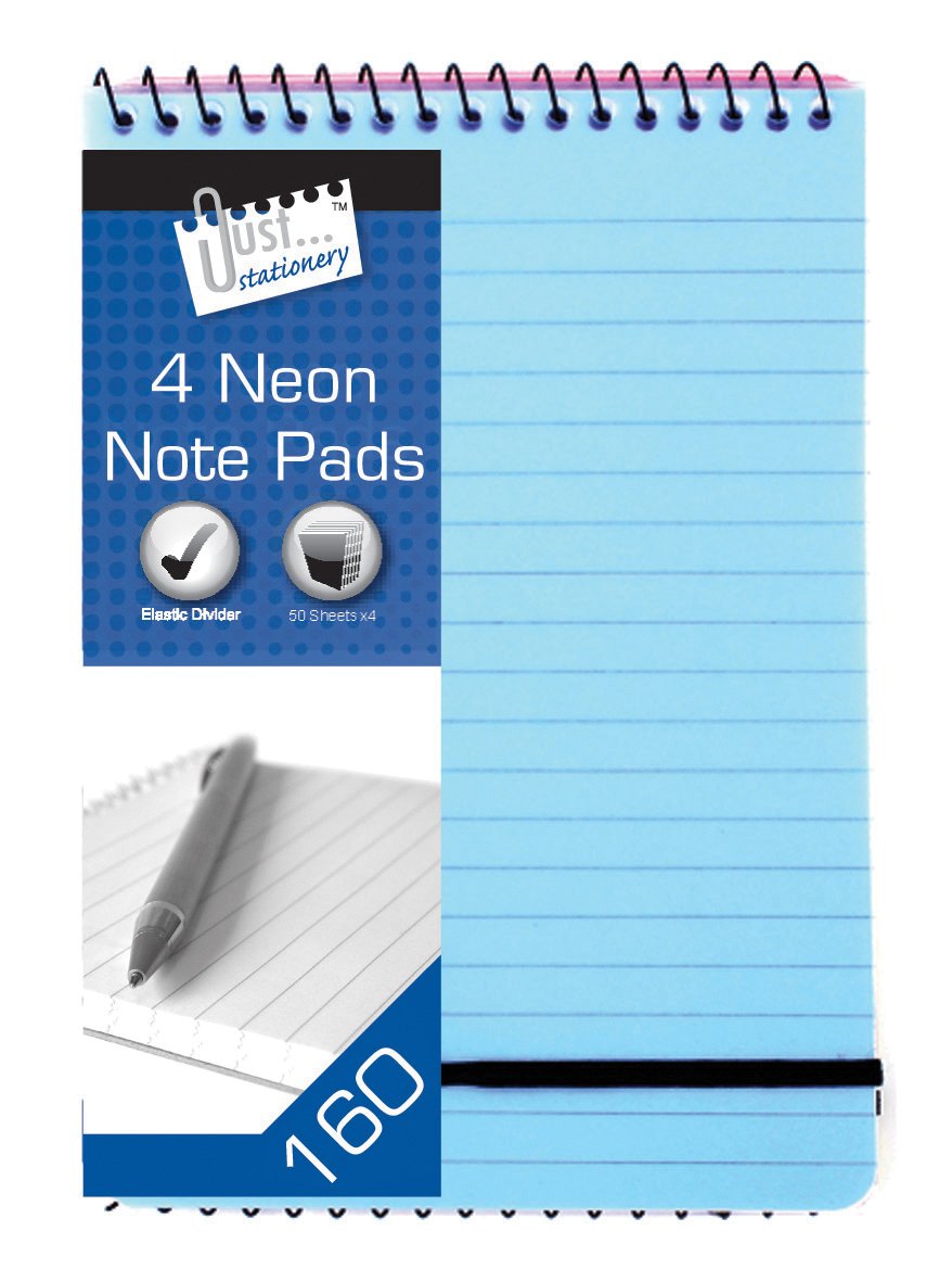 Just Stationery 100x150mm Neon PP Cover Notebook (Pack of 4), 6096