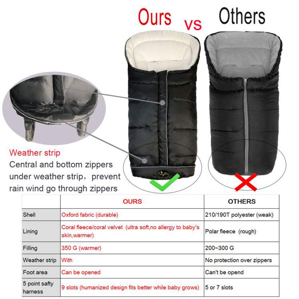 Cozy Baby Sleeping Bag, Toddler Stroller Footmuff, 5 Way Zippers Style for Baby Easy in&Out, Extension Cozy Toes Fits Baby Grows, Foldable with Stroller, Multi-Function, Black : Baby