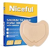 Niceful Sacral Foam Dressing 7.1" x 8", Sacrum Silicone Foam Dressing with Border, Bed Sore Bandages Large Wound Care Pads (5 Count)