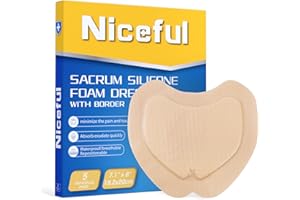 Niceful Sacral Foam Dressing 7.1" x 8", Sacrum Silicone Foam Dressing with Border, Bed Sore Bandages Large Wound Care Pads (5 Count)